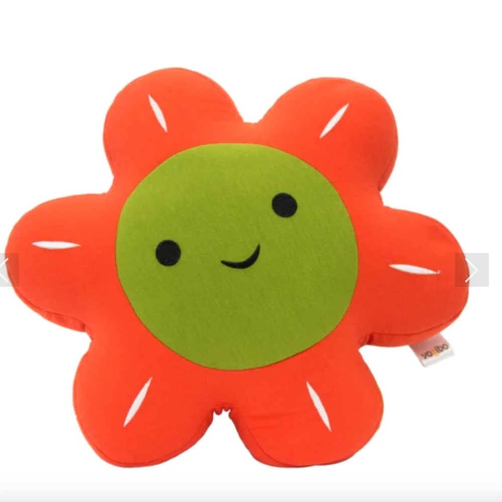 Yogibo Flower Cushion Pillow Foam Micro Bead Plush Stuffed 16” Floral Smiling